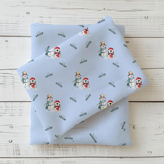 Weihnachtsstoff Kinder Hello Winter Jersey French Terry Meterware – Handmade by Kati
