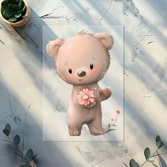 Kleiner Bär Bügelbild 10cm – Waldtier Aufbügelmotiv Baby Textilien