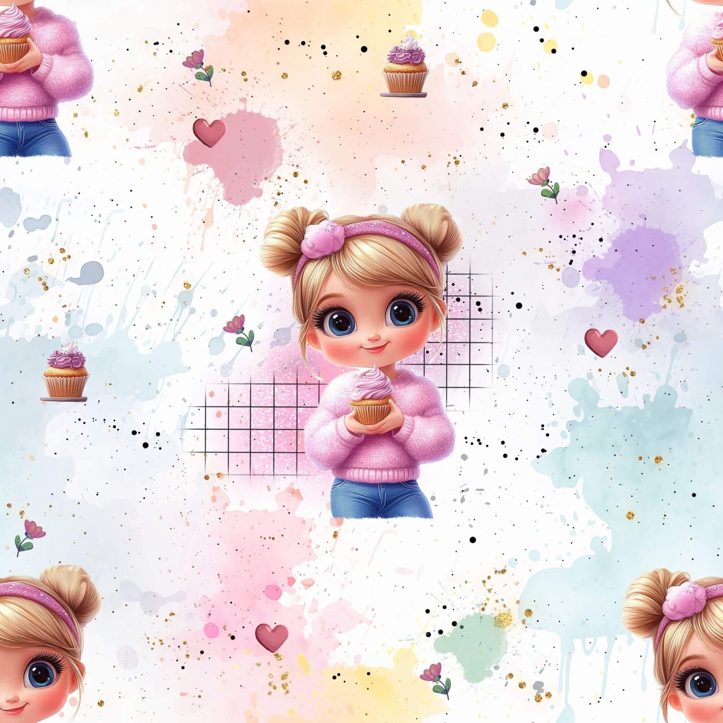 Cup Cake Girl Drehkleid Detailaufnahme – Mädchen Kleid French Terry handgemacht
