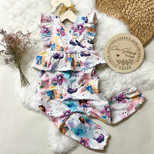 Rainbow Cat House | Cat Jersey Fabric | Kids Fabric