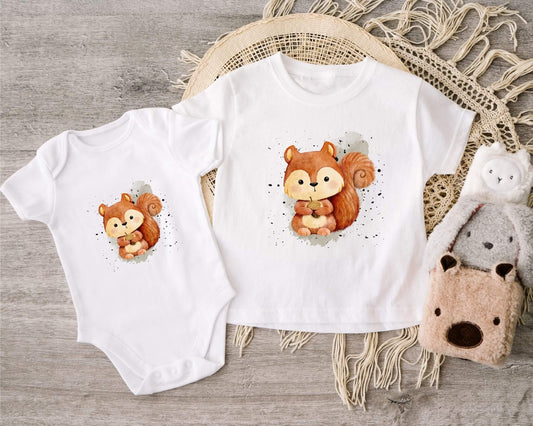 Eichhörnchen Bügelbild 10cm – DTF Transfer Waldtier aufbügeln Kinderkleidung