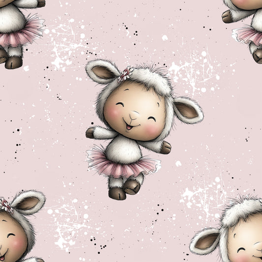 Children's Fabric 0.5m Rib Jersey by the Meter "Dancing Lamb"