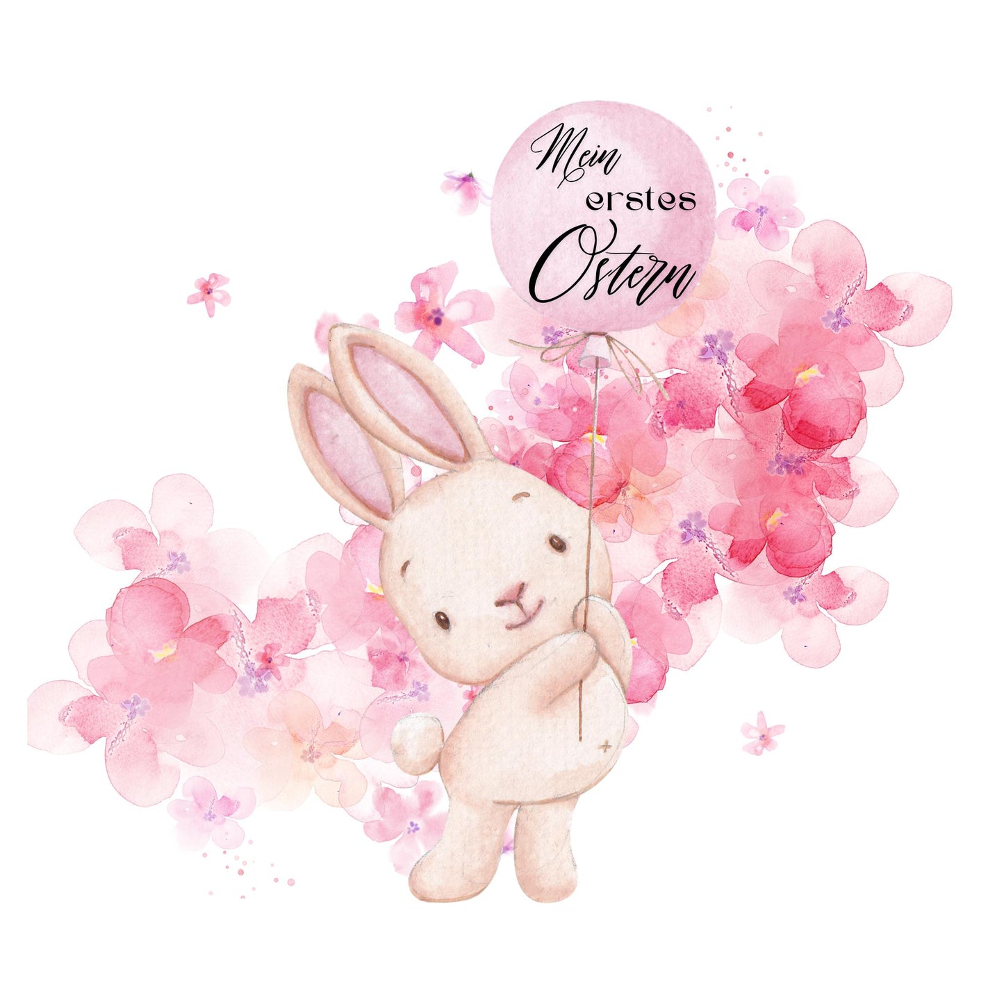 Mein erstes Ostern Hase rosa Ballon 15cm – DTF Transfer Baby Applikation