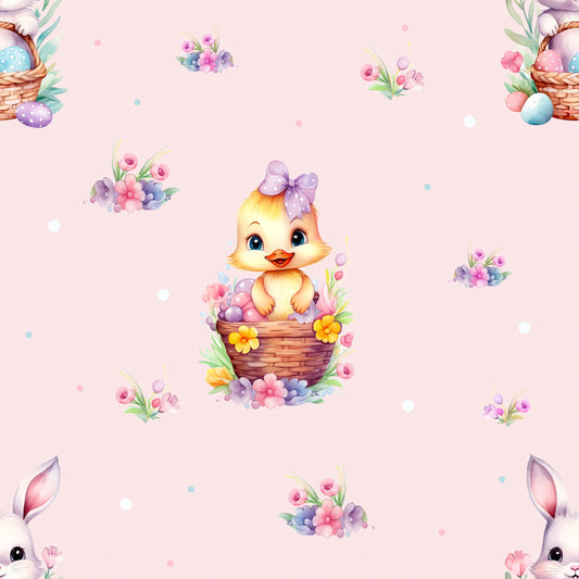 Jersey | Rib Jersey | French Terry Easter Fabrics by the Meter "Hare & Chicks"