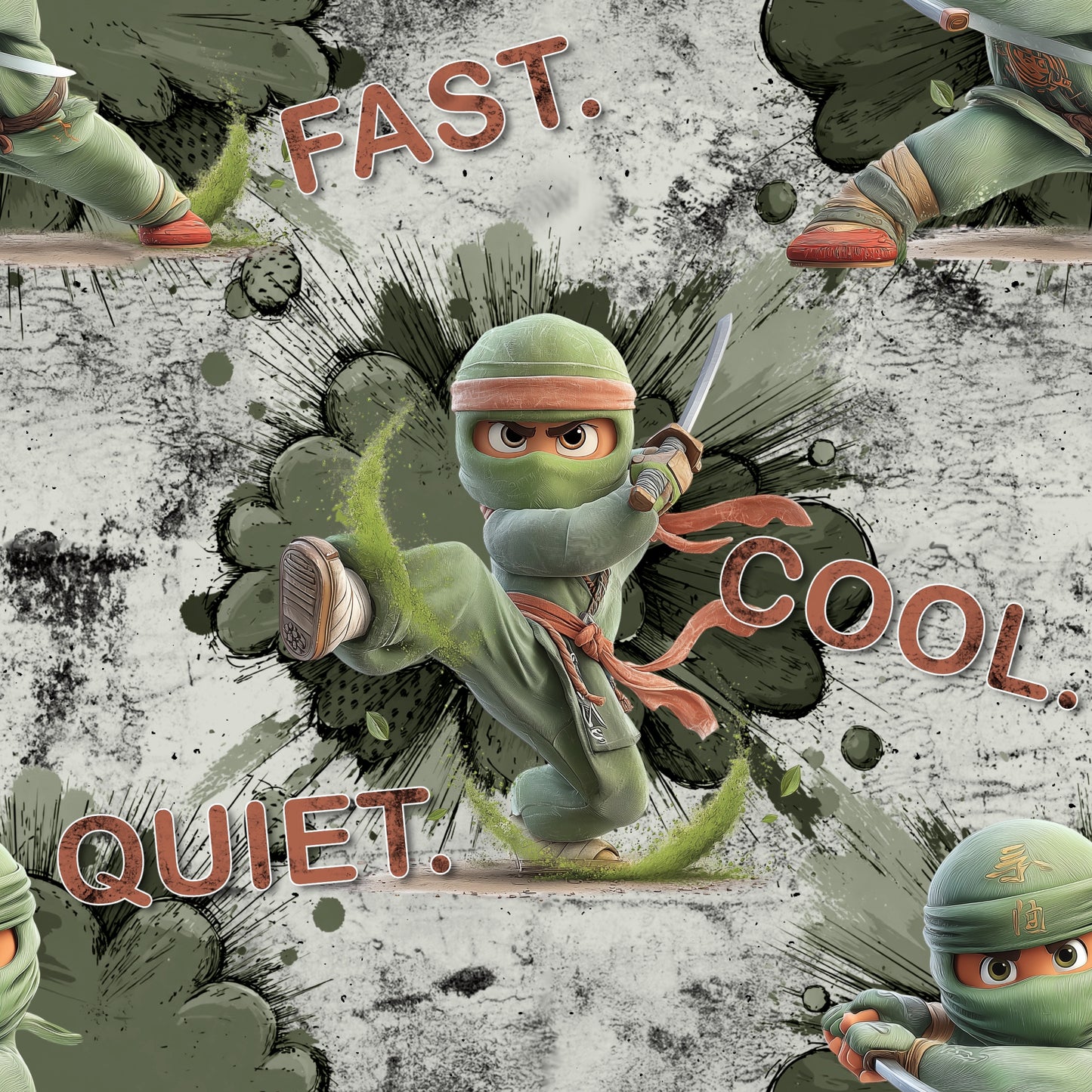 Children's Fabric by the Meter 0.5m French Terry "Little Ninja"