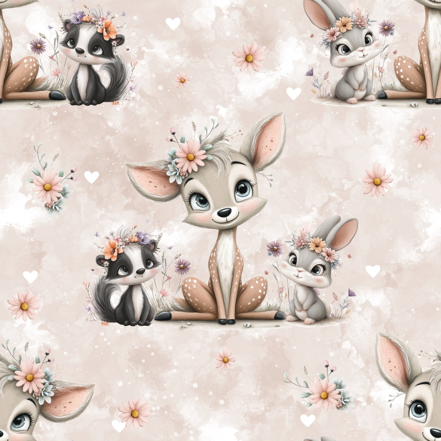 Forest Friendship | Forest Animals Softshell Fabric by the Meter | Water-Repellent Children's Fabric