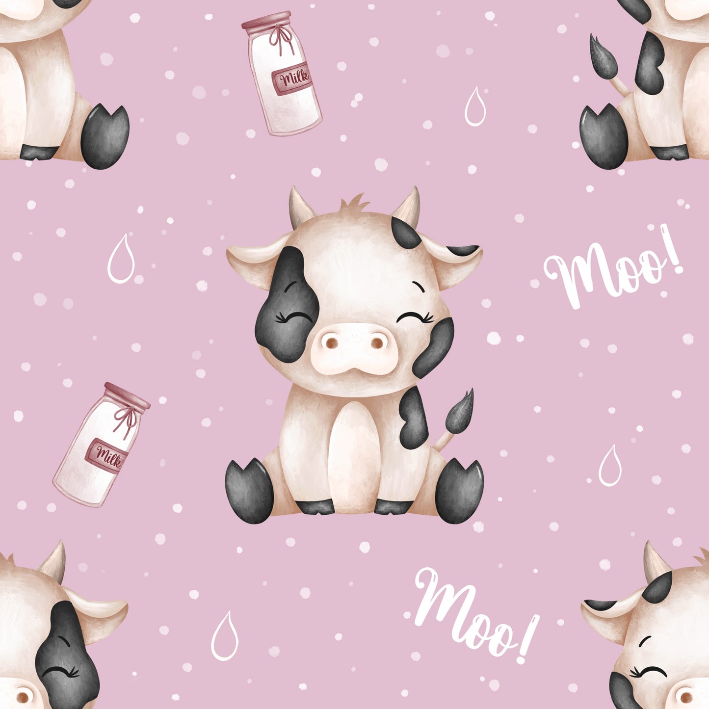 Cow Love | Cow Fabric by the Meter | Children's Fabric