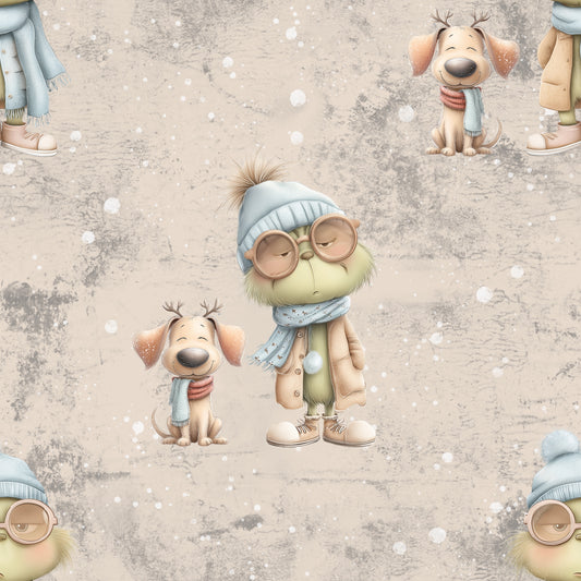 Frech Frostig Stoff Detailaufnahme – Kinderstoff Jersey Winter Meterware