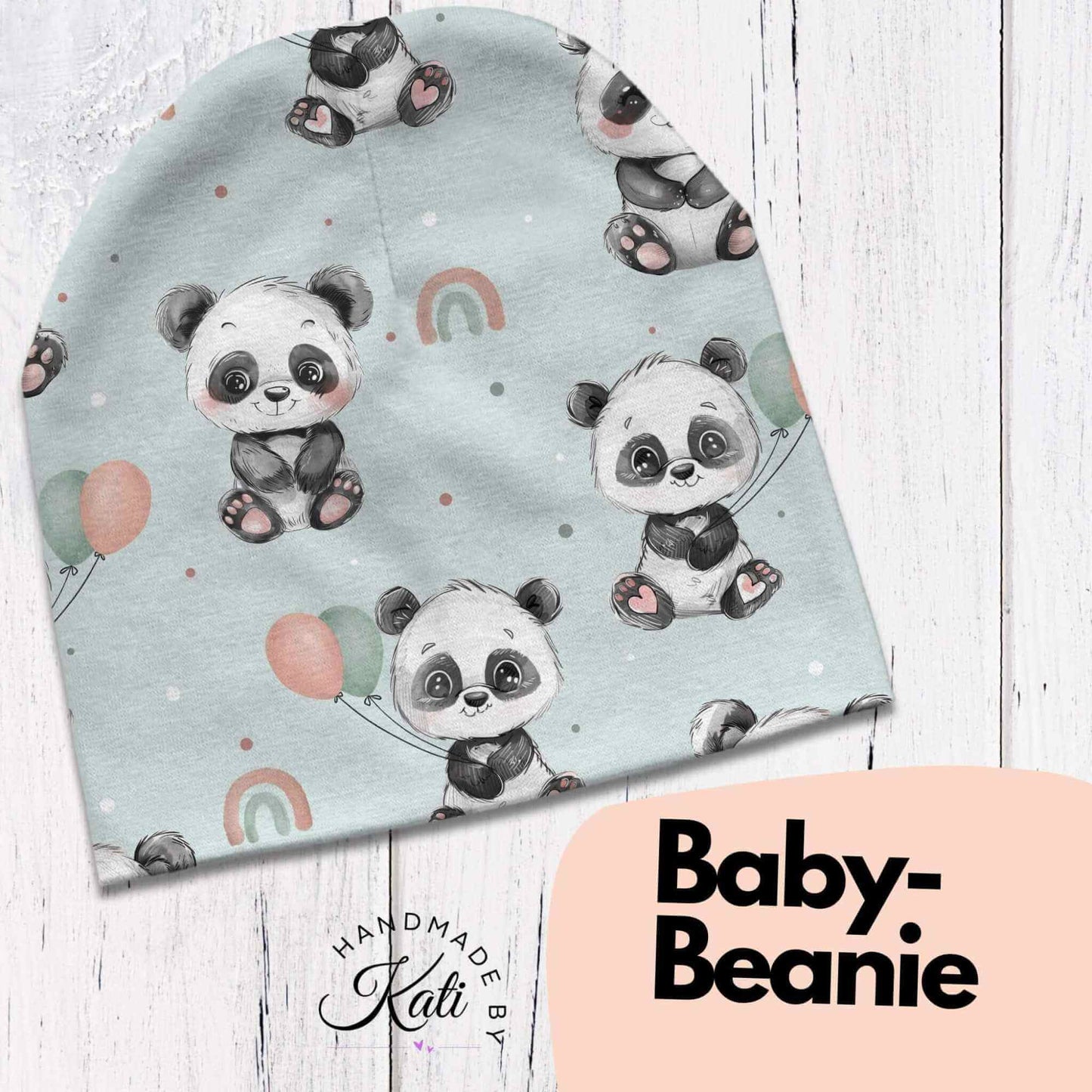 Handmade Beanie Mรผtze Panda โ Baby Kinder Wintermรผtze handgemacht Handmade by Kati