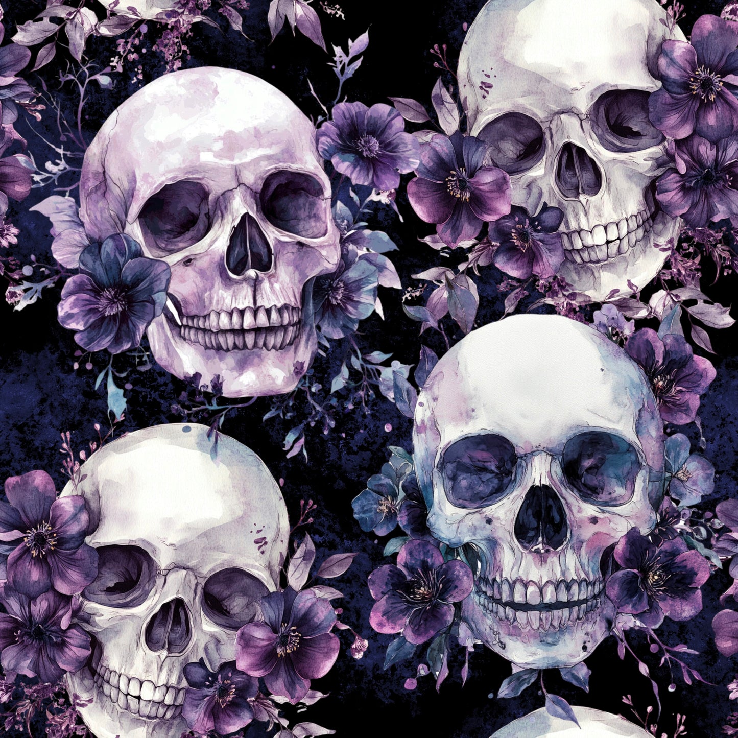Nachtblüten | Tottenkopf Stoff Meterware | Blumenstoff