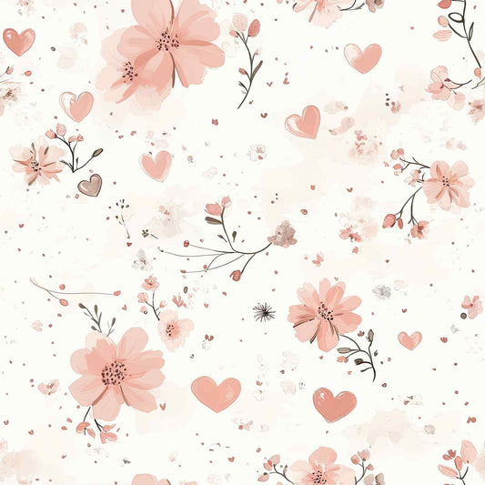 Children's fabric 0.5m Rib Jersey by the meter "Blossom Heart"