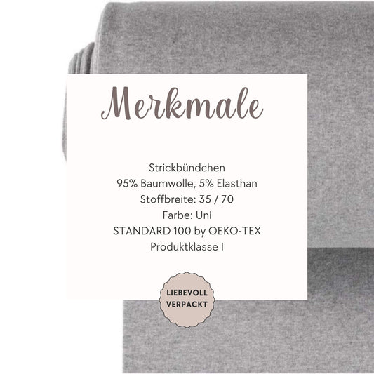 Cuff fabric in light grey mottled - fine rib