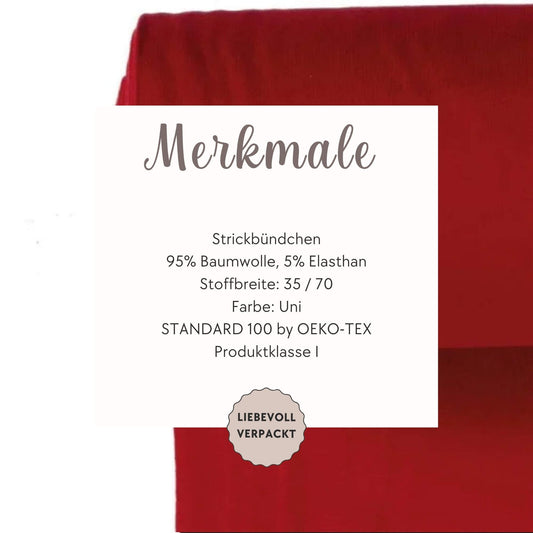 Ribbing Fabric in Red - Fine Rib