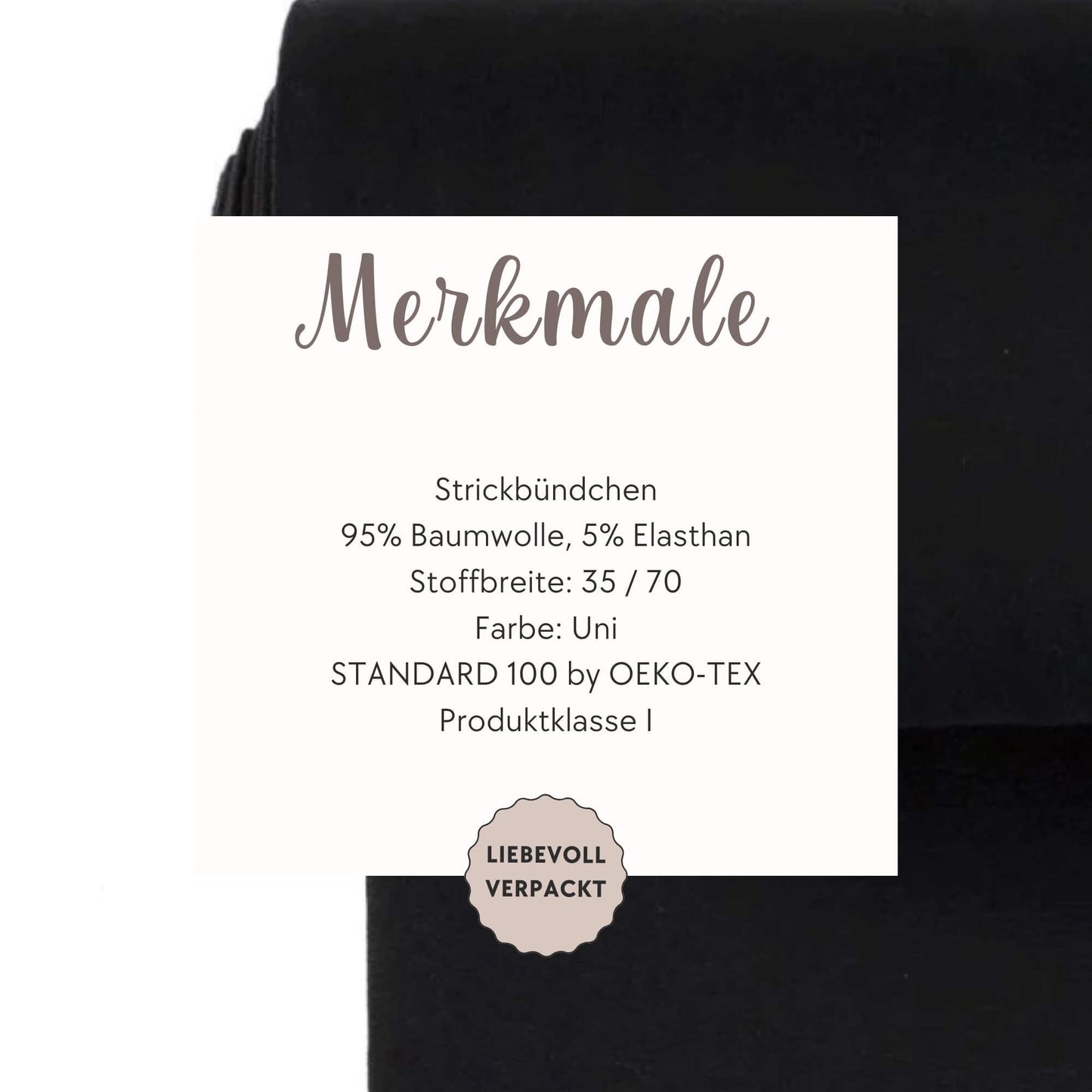 Bündchenstoff schwarz Feinripp Detailaufnahme – Strickbündchen Meterware