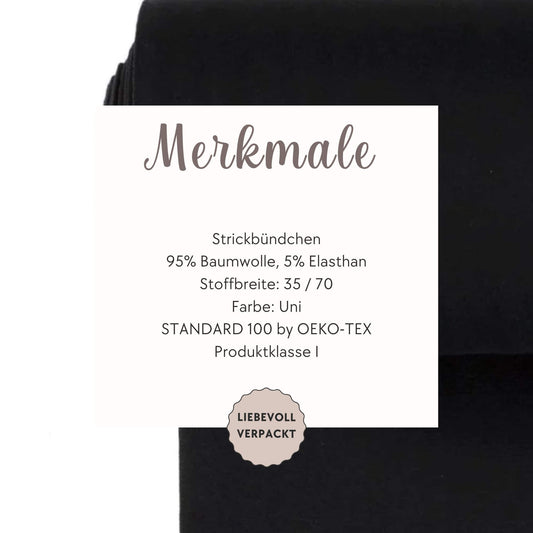 Rib Knit Fabric in Black - Fine Rib