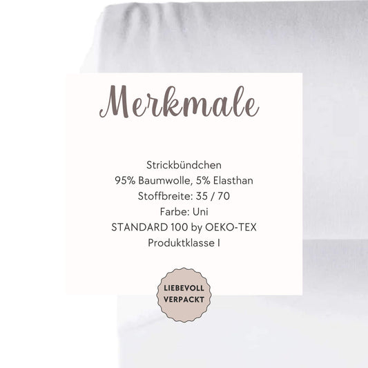 Ribbing Fabric in White - Fine Rib