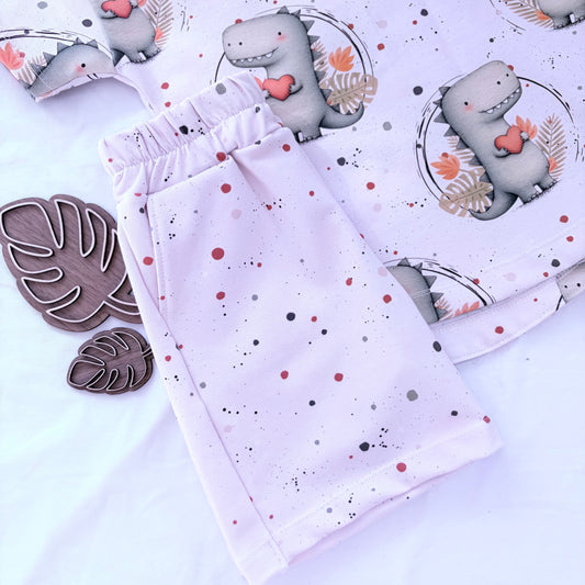 Children's Fabric by the Metre Jersey | Rib Jersey | French Terry | Dino Combo Fabric "Herzensdino"