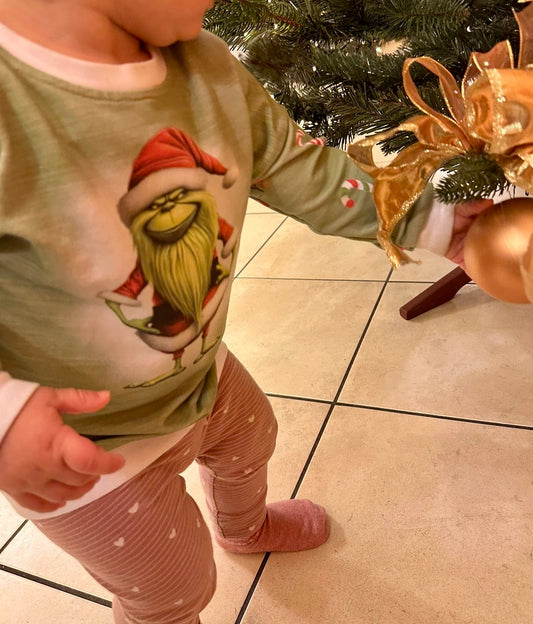 Jersey | French Terry Stoff Panel Weihnachten "Grinch" in grün - inkl. Kombi