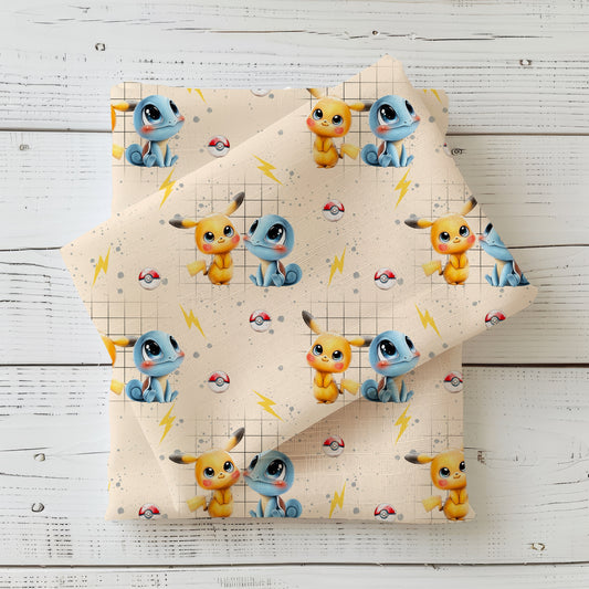 Cute Creatures | Anime Swimwear Fabric UV50+ by the Meter | Children's Fabric for Swimwear