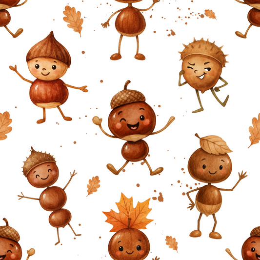 Children's fabric 0.5m French Terry by the meter "Kastanienmännchen"