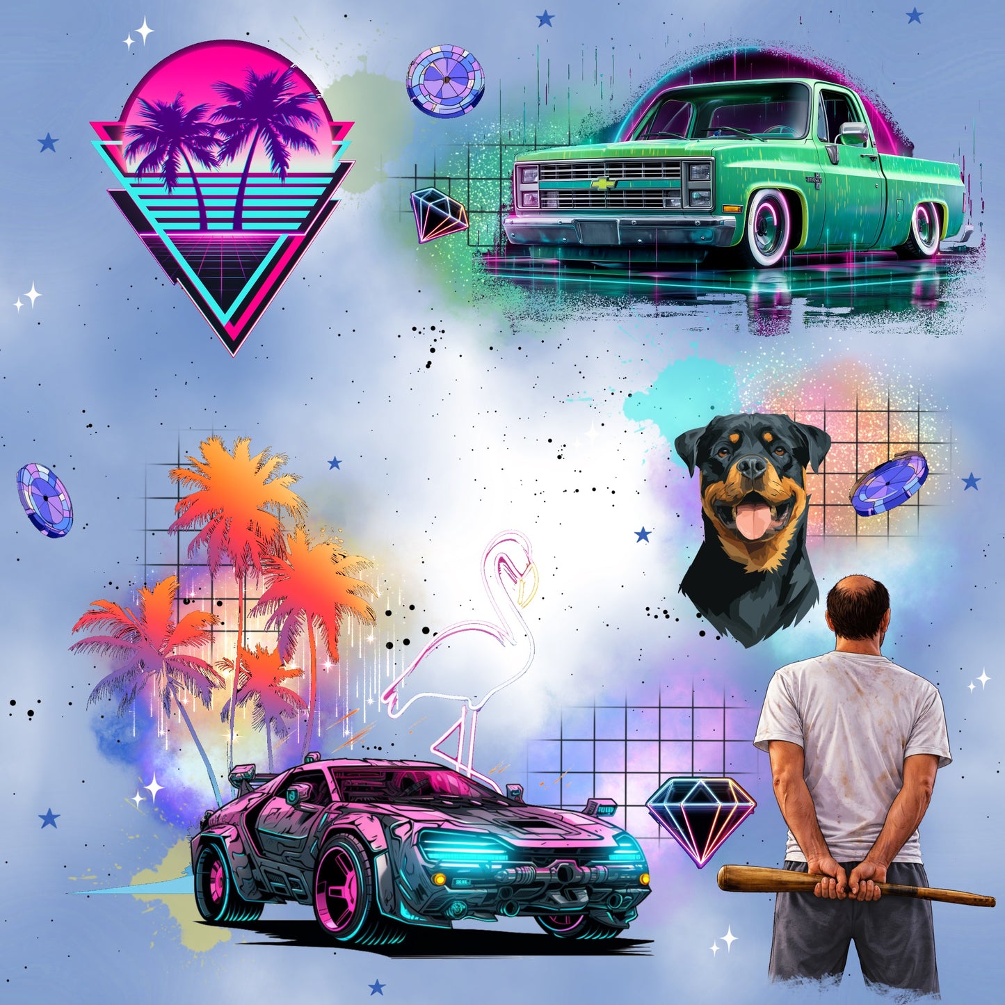 Vice City | Retro Maiami Stoff Meterware | Kinderstoff