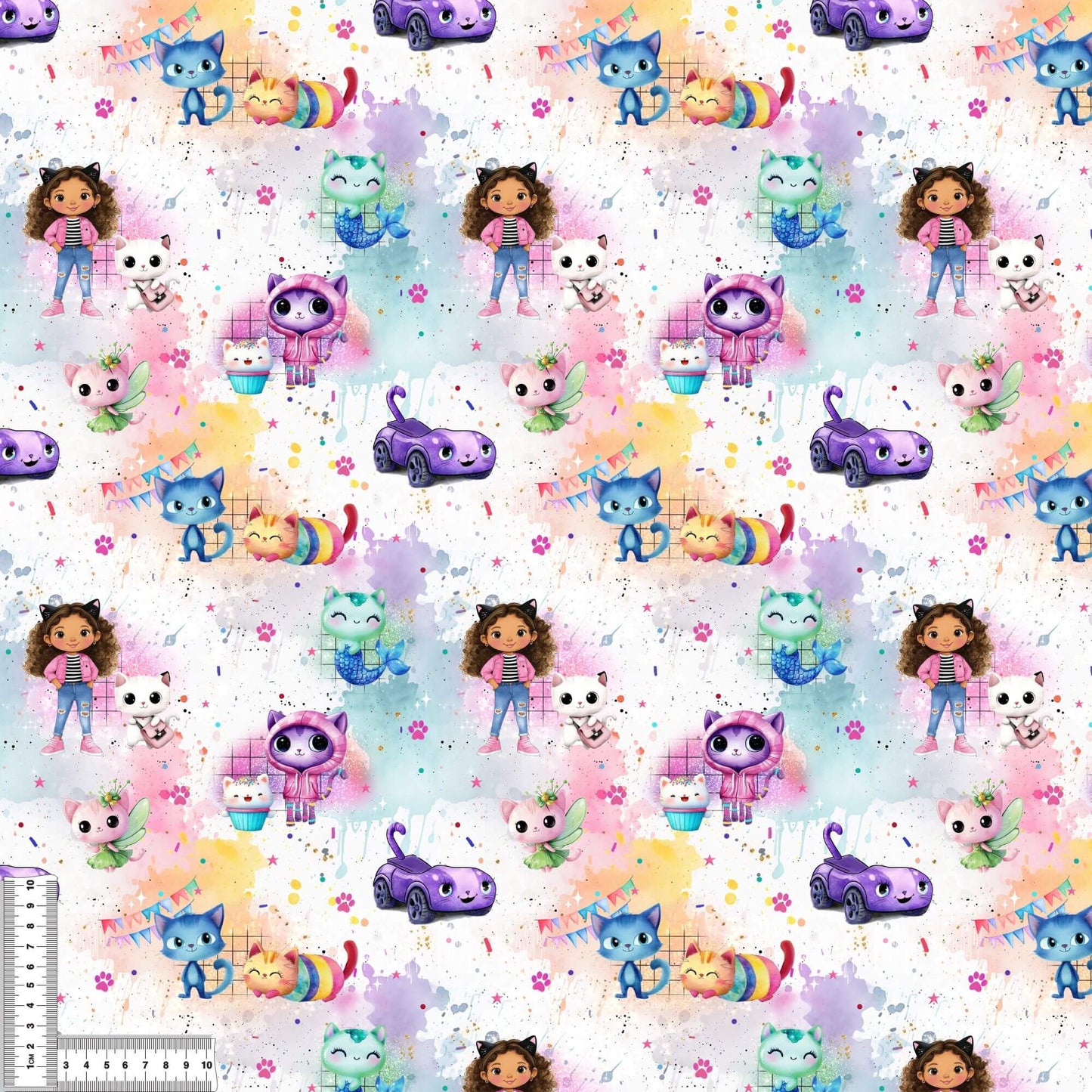 Softshell | Cotton | Muslin | Minky "Rainbow Cat House"