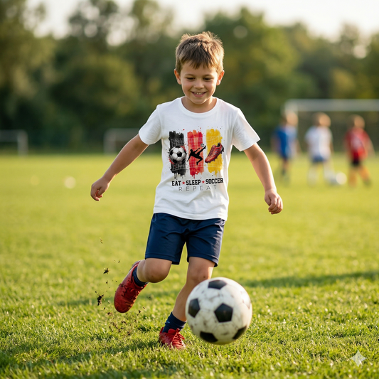 Eat Sleep Soccer Repeat | Soccer Iron-on Patch for Clothing & Accessories