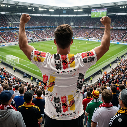 Eat Sleep Soccer Repeat | Football Cotton Fabric by the Meter for Children