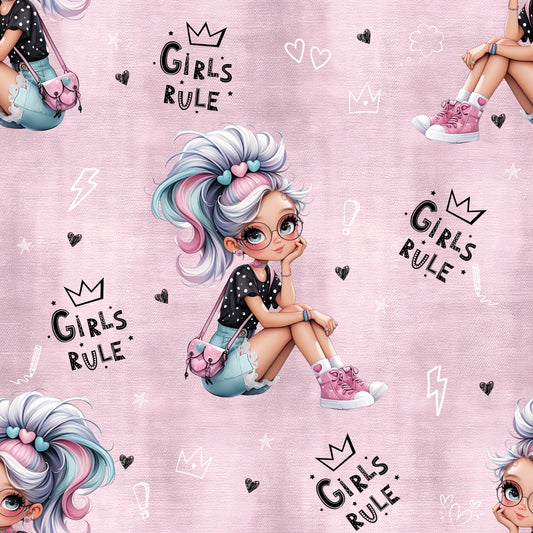 Children's Fabric 0.5m French Terry by the Meter "Girls Rule"