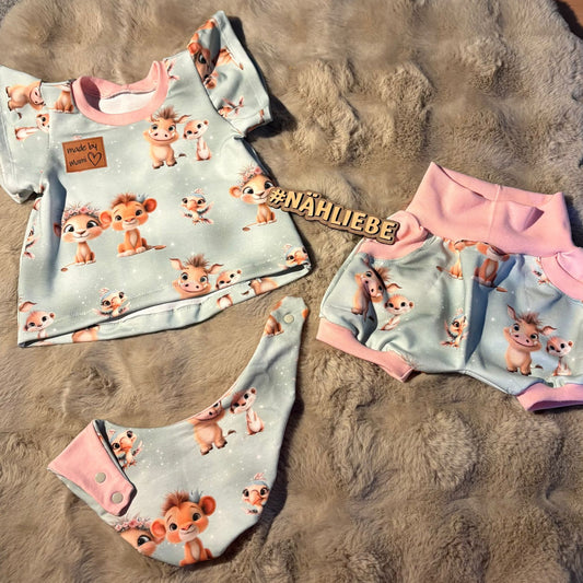 König der Minis Stoff Detailaufnahme – Safari Kinderstoff Löwe Jersey
