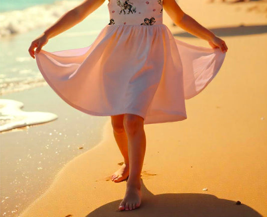Pferd Drehkleid Mädchen rosa Vorderansicht – French Terry handgemacht