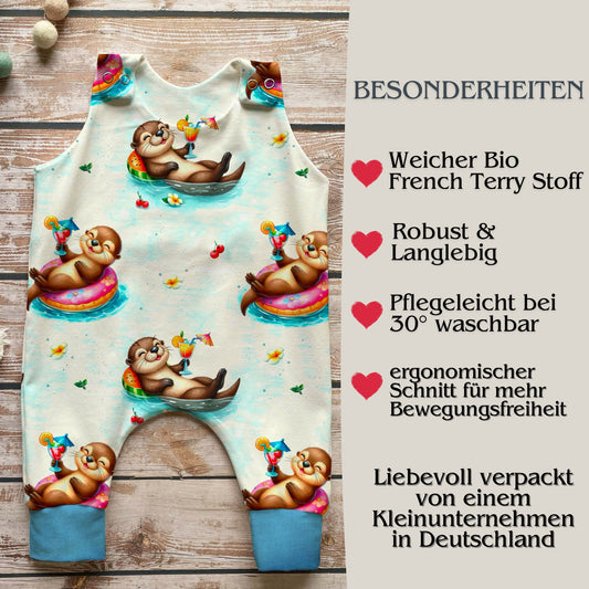 Otter Baby Strampler Vorderansicht – handgemacht Geschenk Geburt