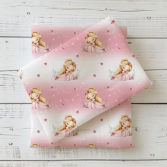 Sleeping Rose Stoff Meterware Detailaufnahme – Märchen Kinderstoff Jersey Rosen