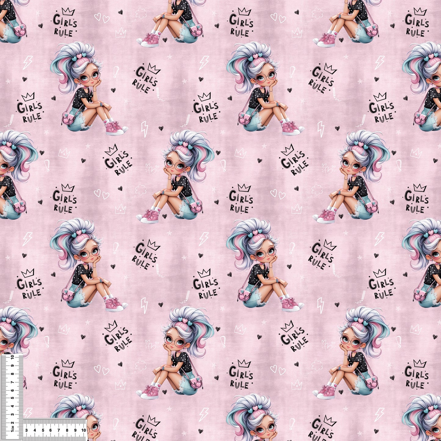 Children's Fabric 0.5m French Terry by the Meter "Girls Rule"