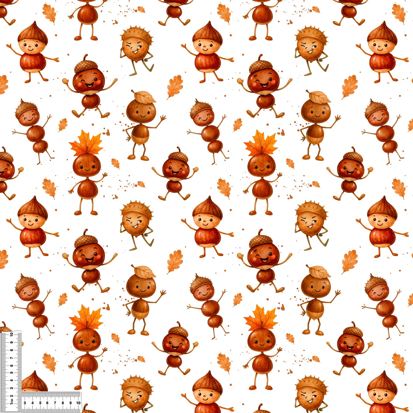 Chestnut Figures | Autumn Fabric by the Meter | Children's Fabric