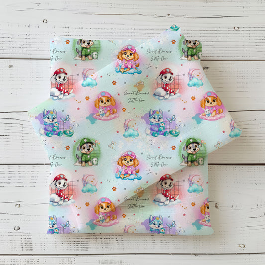 Sweet Dreams Fellnasen blau Stoff Detailaufnahme – Kinderstoff Jersey Meterware
