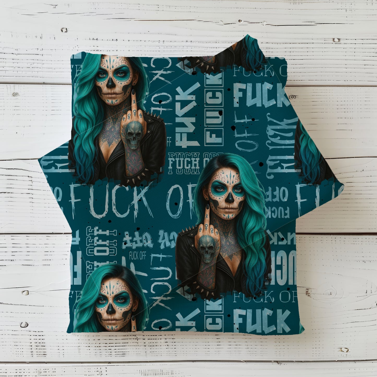 Jersey Stoff 0,5m Meterware „Viva La Rebel" - Petrol
