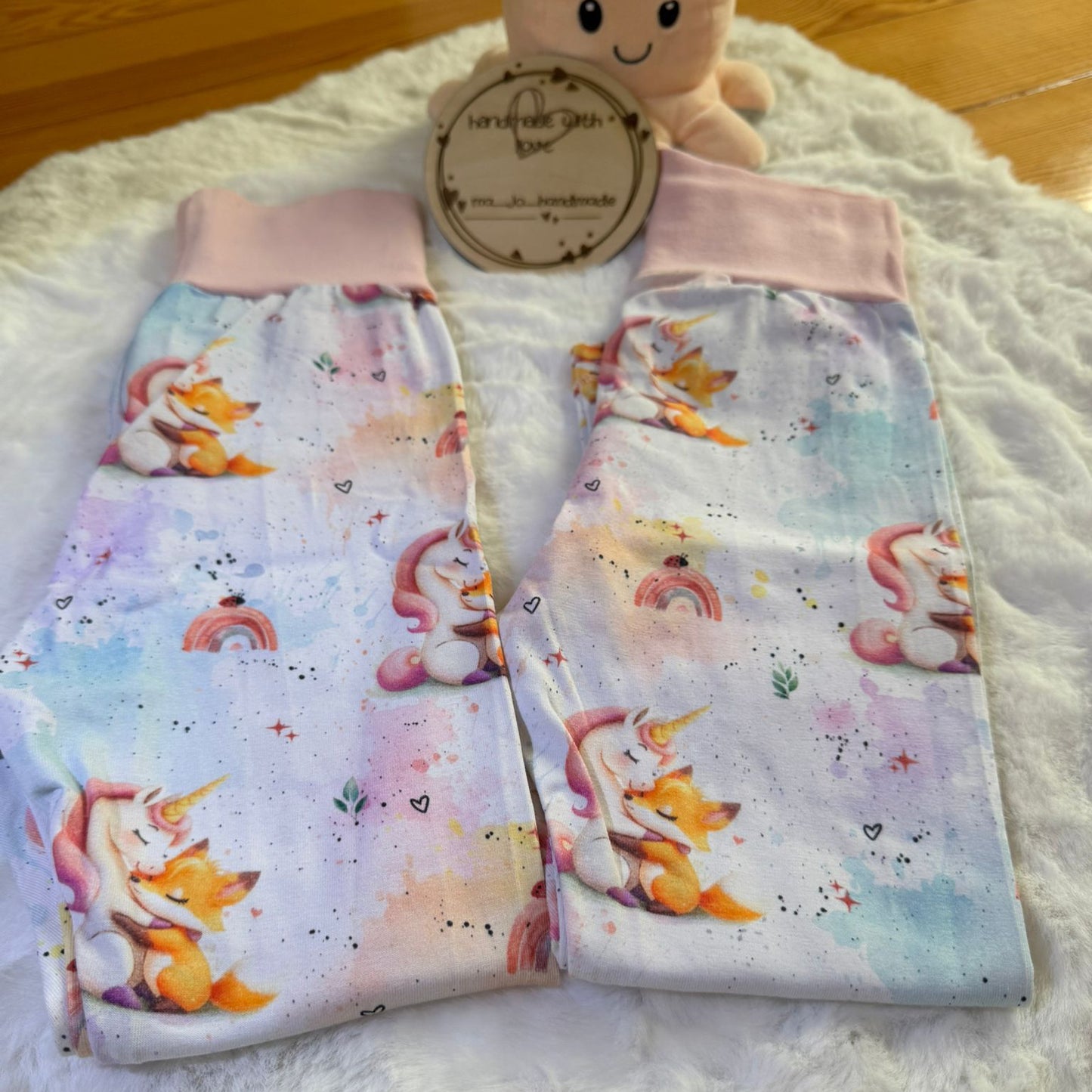 Einhorn und Fuchs Musselin Meterware – Kinderstoff pastell Tiermotiv