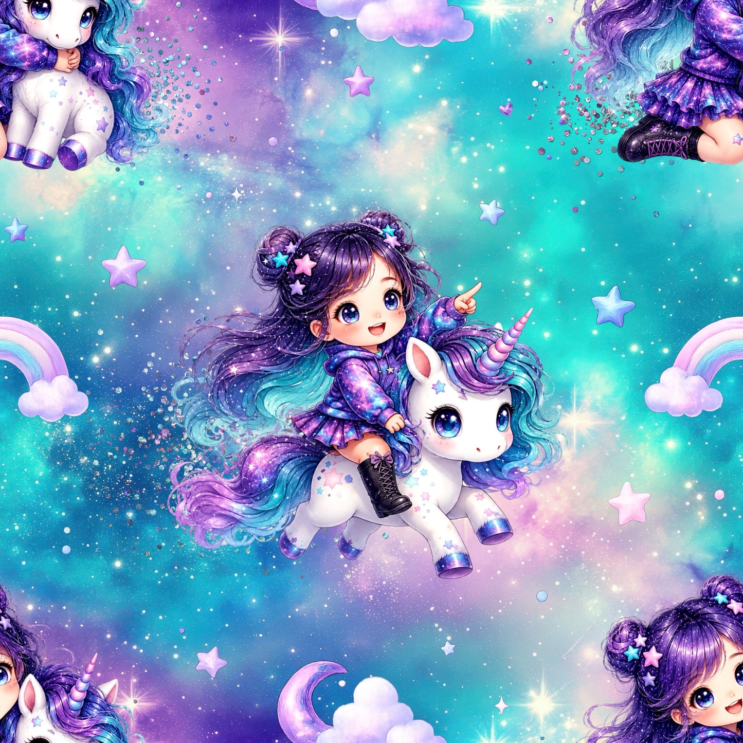 Einhorn Reiter | Einhorn Stoff Meterware | Kinderstoff
