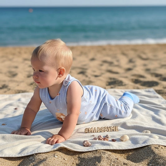 Handmade Baby Strampler "Meerjungfrau" - blau