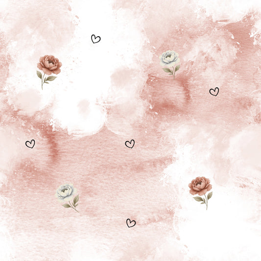 Jersey Knit Fabric | Rib Knit | French Terry "Flowers & Hearts"