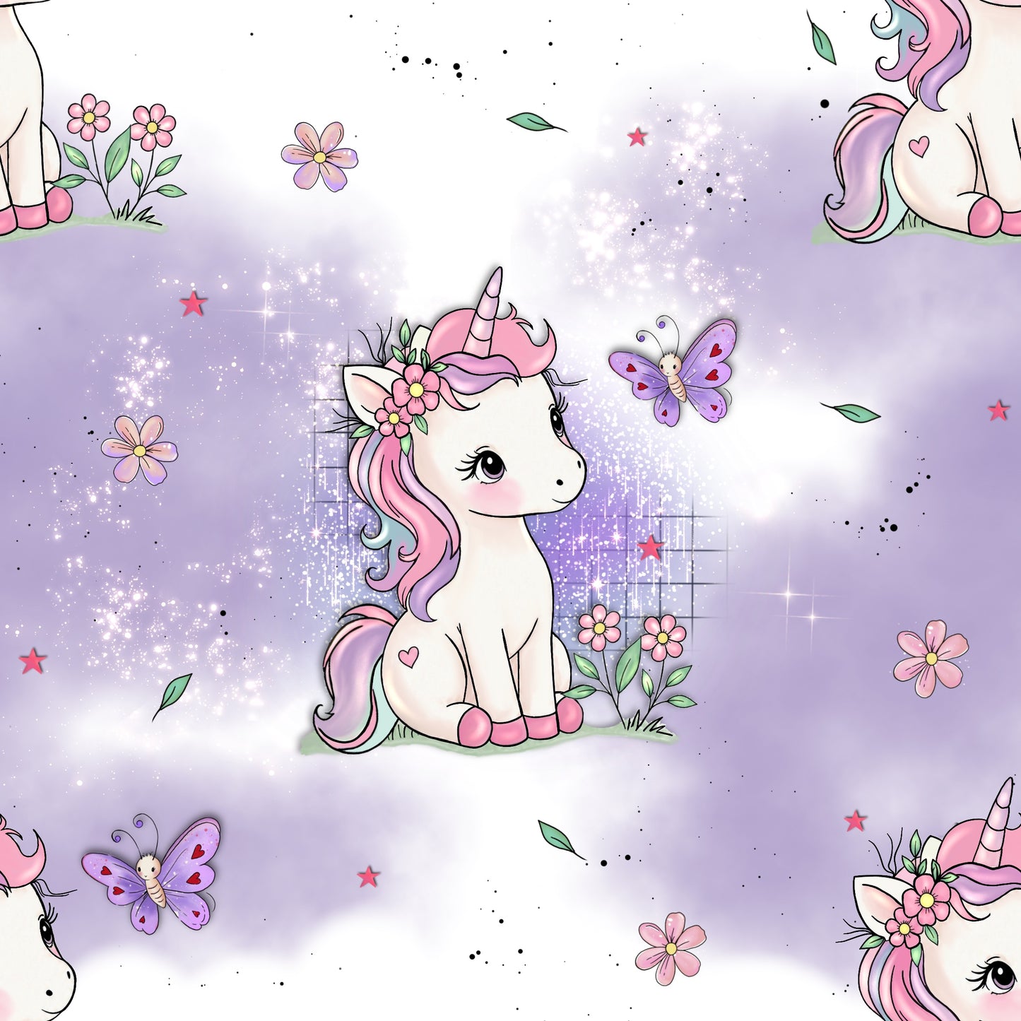 Wolken Einhorn | Einhorn Stoff Meterware | Kinderstoff