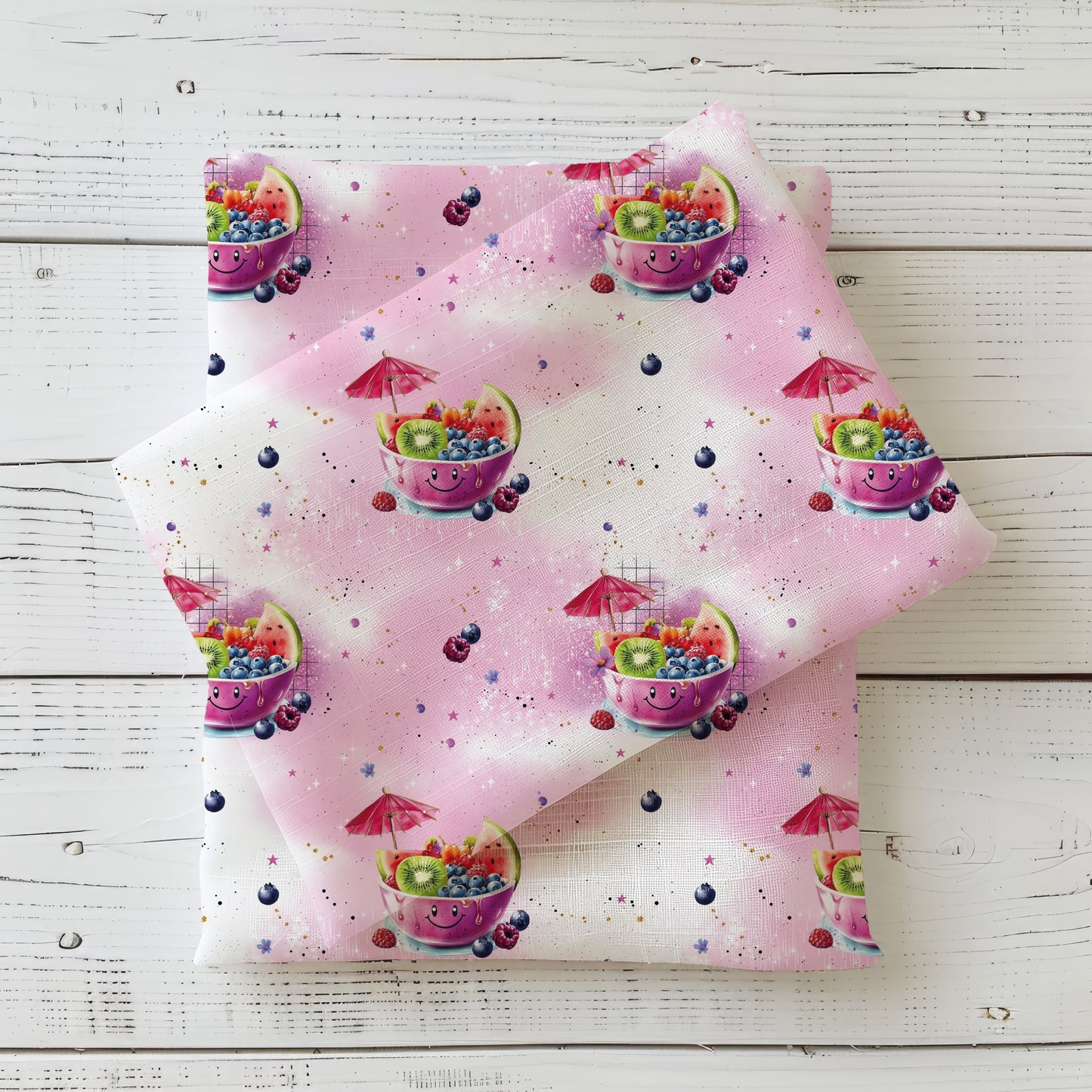 Fruchtzauber Bowl | Fruits Swimsuit Fabric UV50+ by the Meter | Children's Fabric for Swimwear