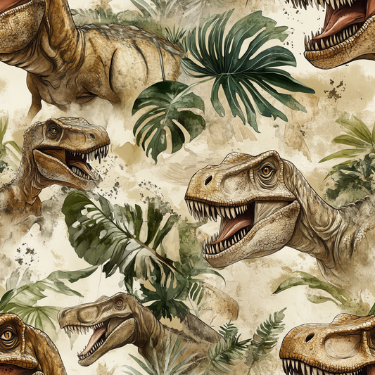 Children's Fabric Dino 0.5m French Terry by the meter "Jurassic Roar"