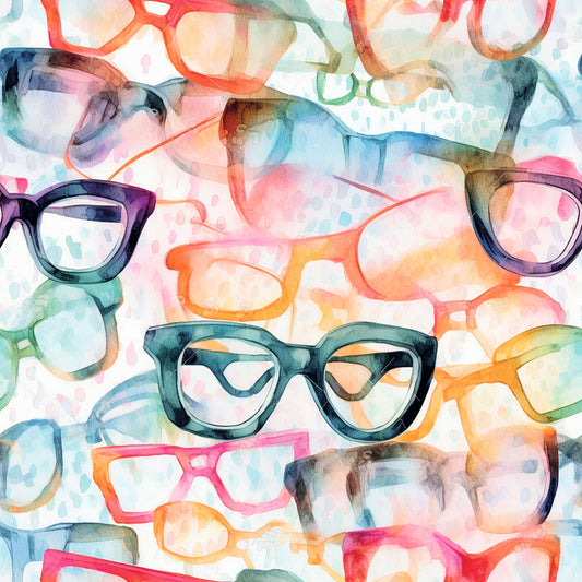 Fabric by the meter 0.5m Jersey "Colorful World of Glasses"