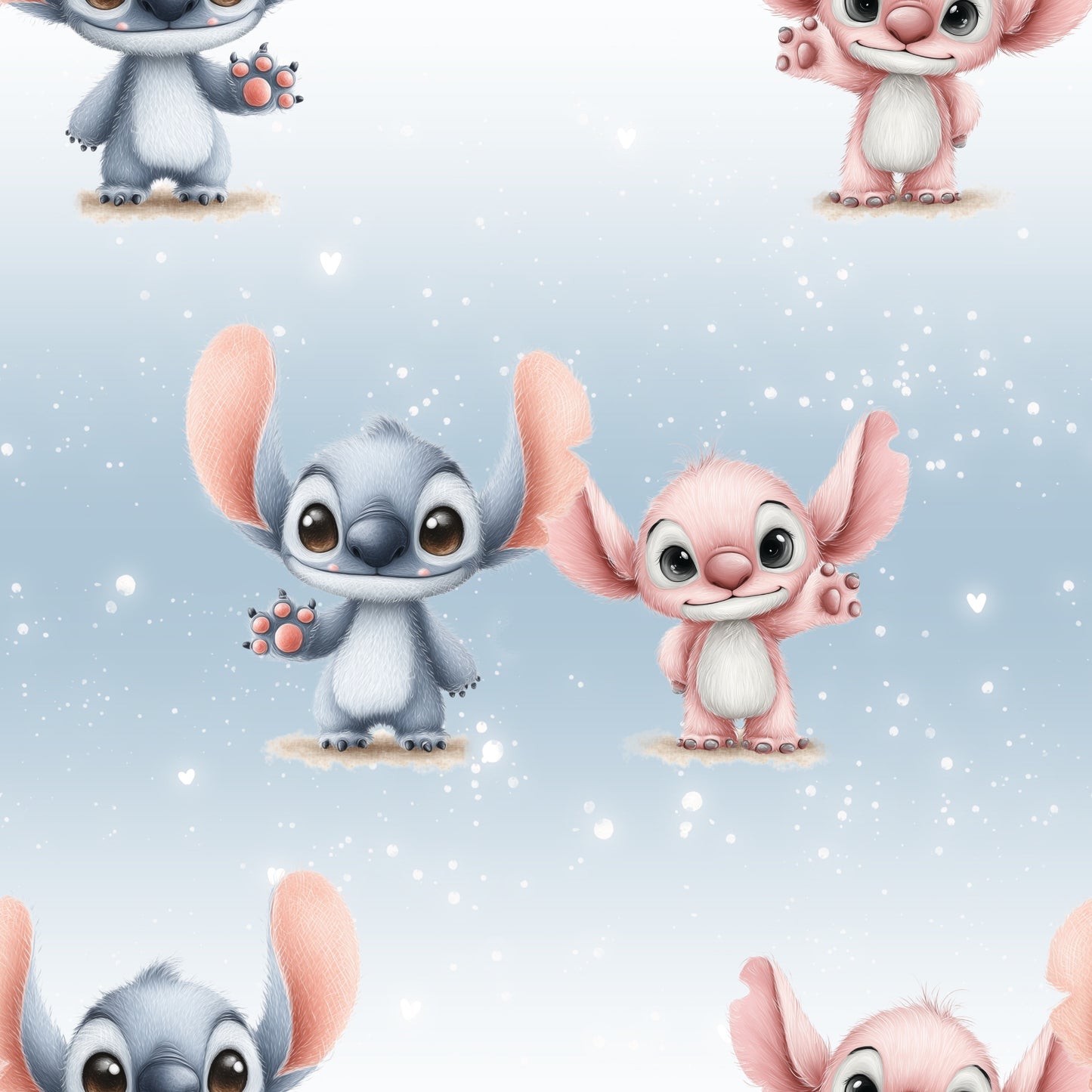 Ohana Freunde | Ohana Stoff Meterware | Kinderstoff blau