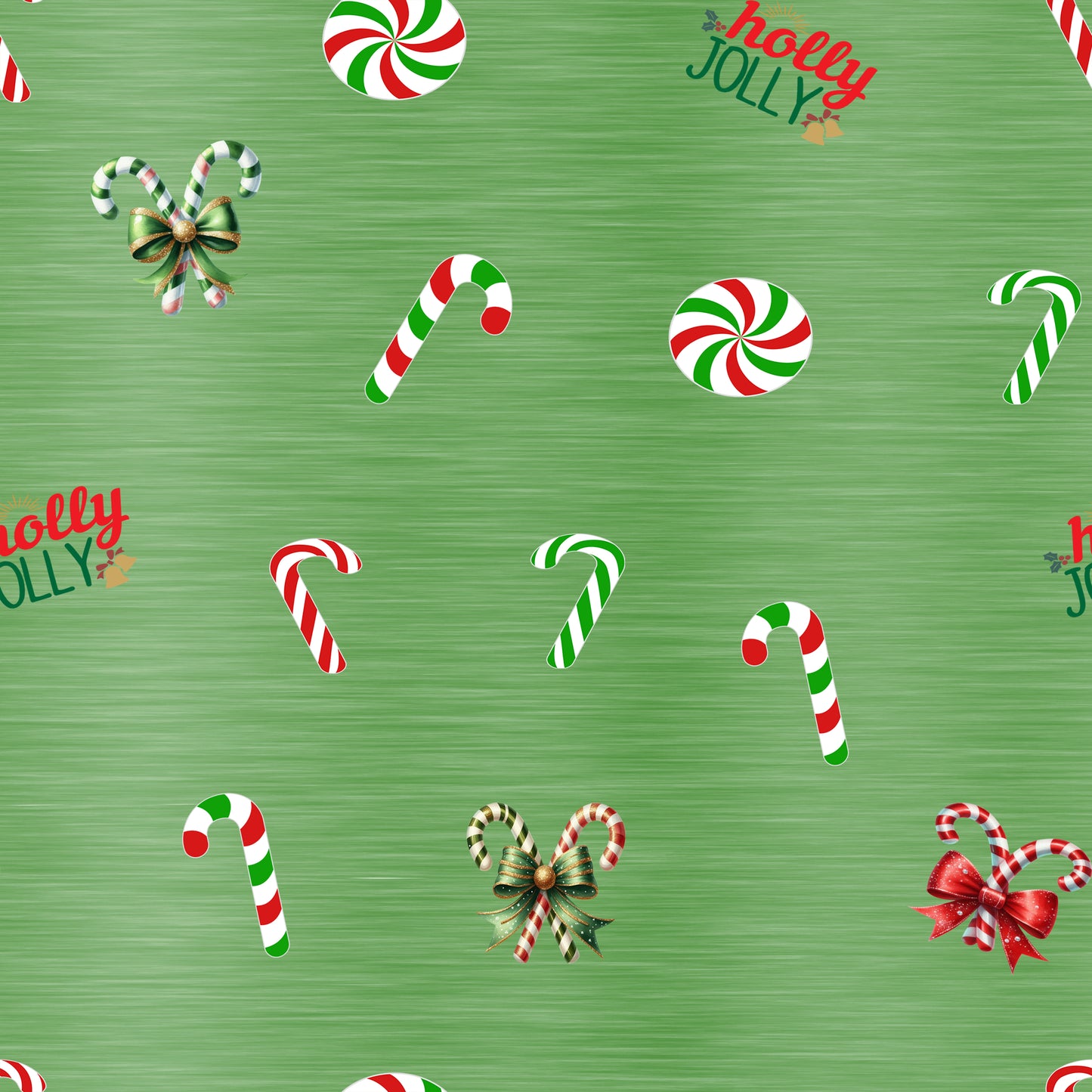 Holly Jolly | Zuckerstangen grün | Weihnachtsstoff Meterware | Kinderstoff
