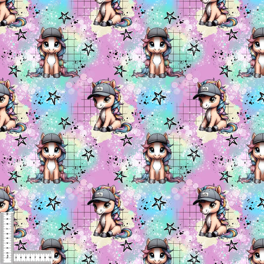 Cool Pony | Horse Swim Fabric UV50+ by the Meter | Children's Fabric for Swimwear