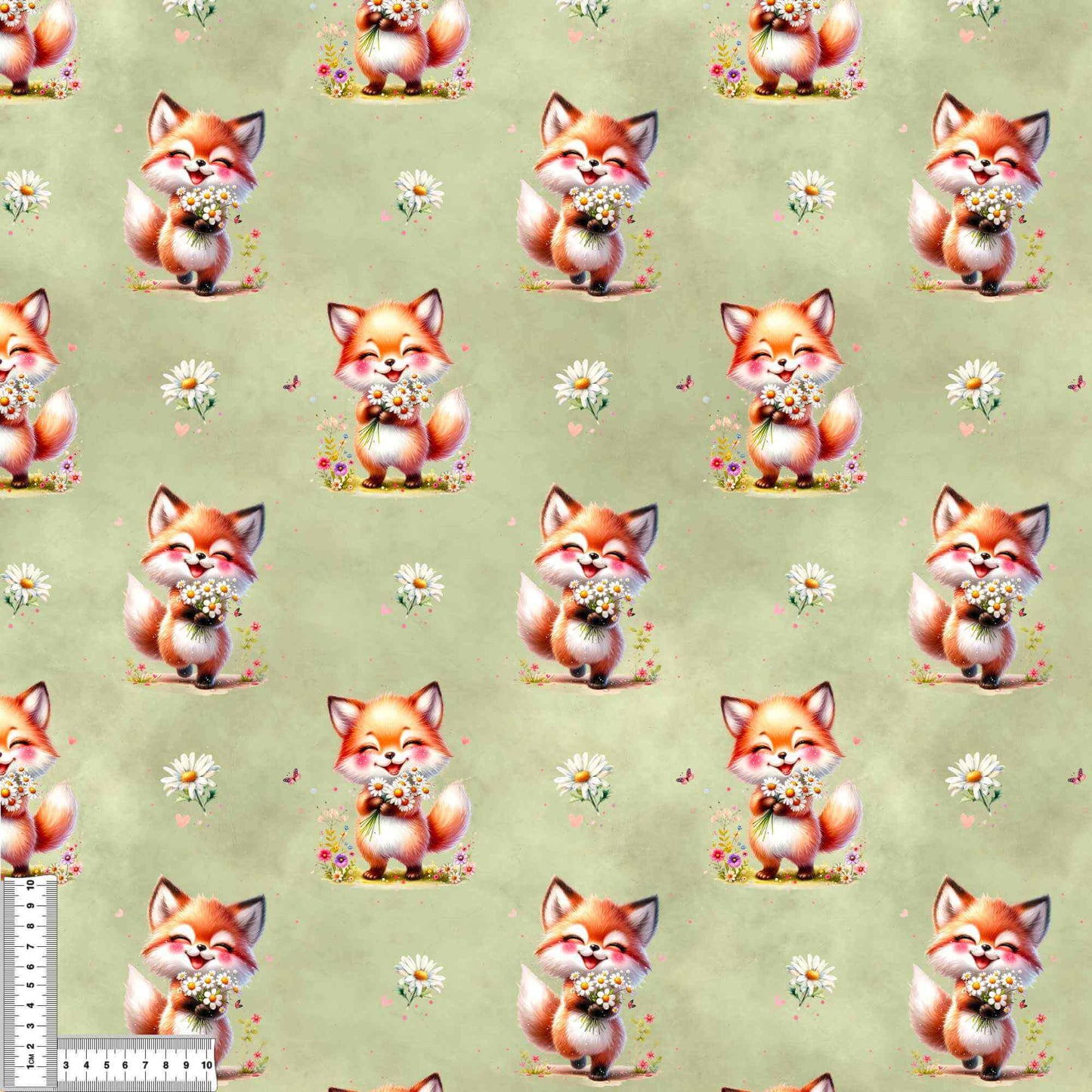 Kleiner Glücksfuchs French Terry Meterware – Kinderstoff Fuchs Motiv Nähprojekt
