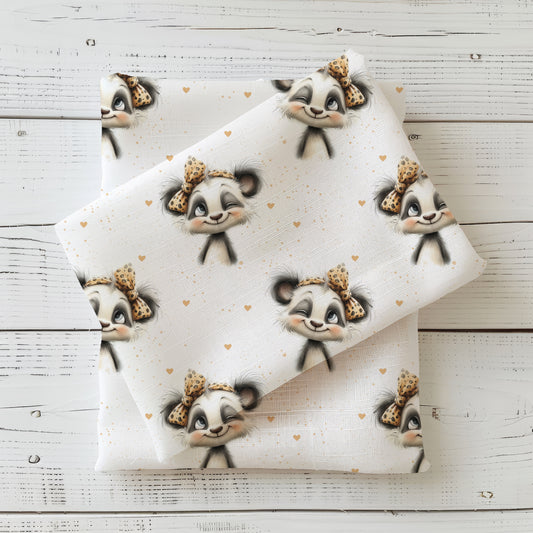 Panda Girl | Panda Swimwear Fabric UV50+ by the Meter | Children's Fabric for Swimwear